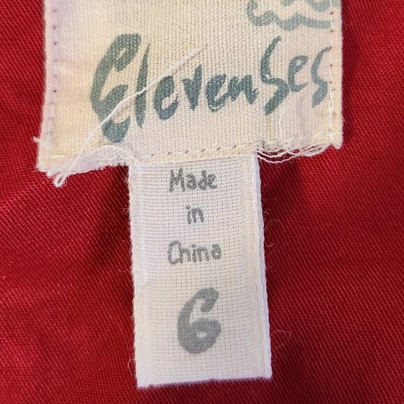 Anthropologie Elevenses Size 6 Red Embroidered Short Sleeve Shirtwaist - Picture 9 of 9